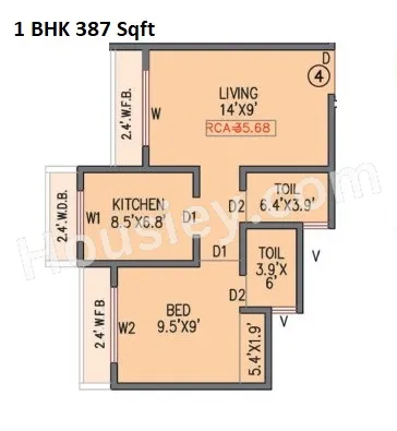 AV Infinity Unit plan - 387 sq.ft.