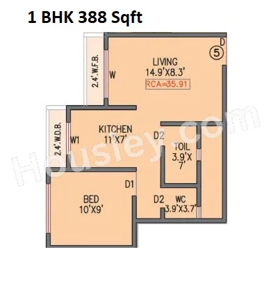 AV Infinity Unit plan - 388 sq.ft.
