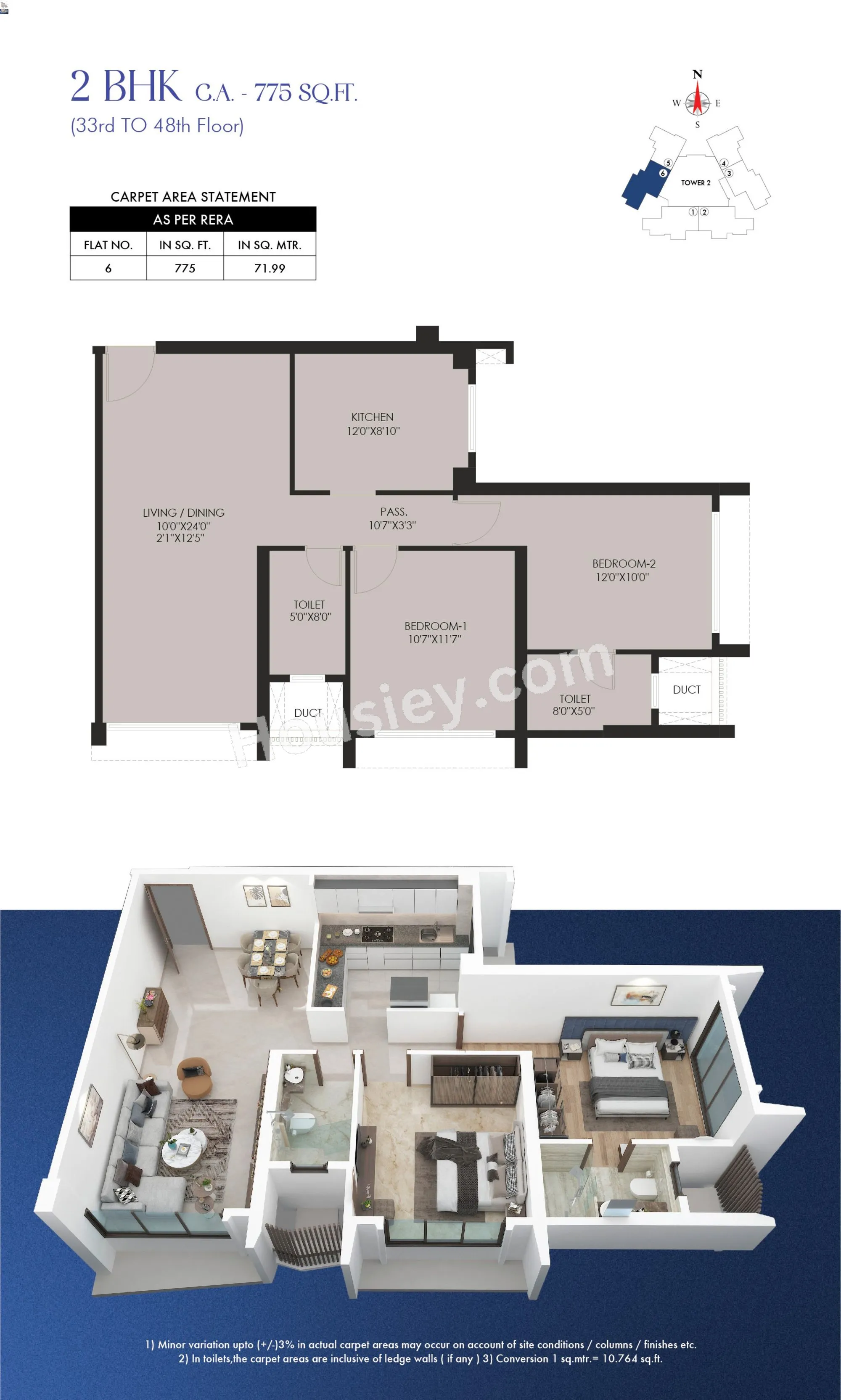 Avalon Residency Unit plan - 775 sq.ft.