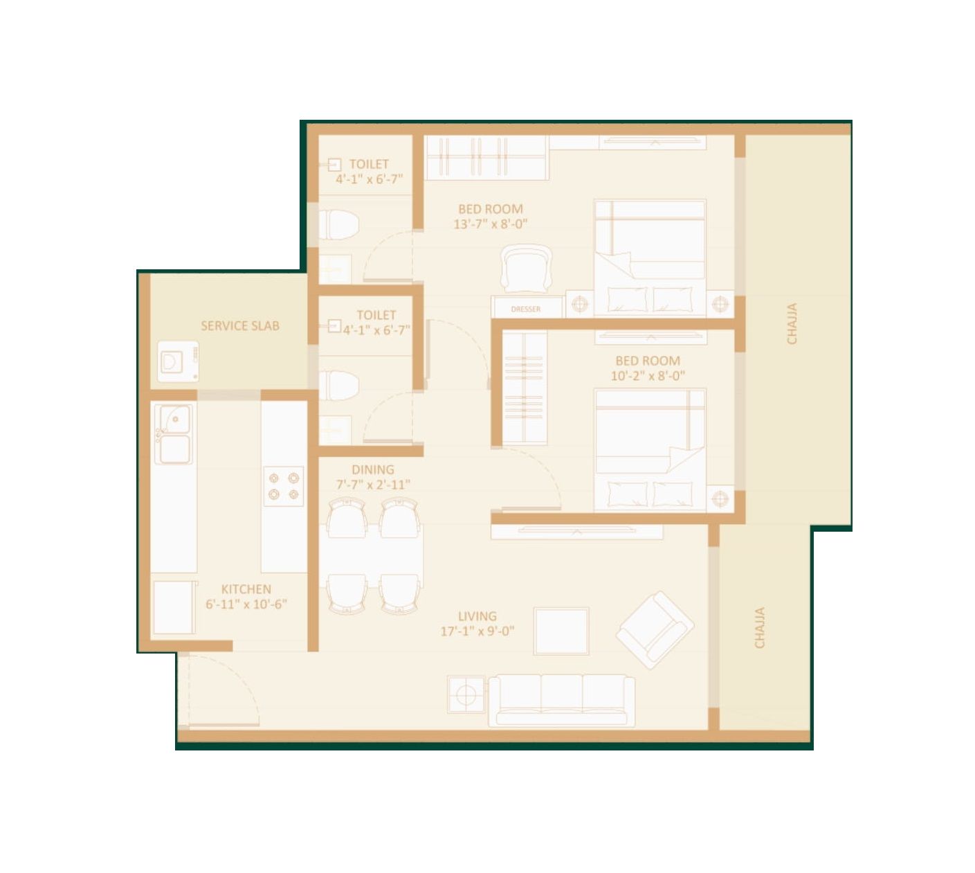 Avant Heritage 5 Unit plan - 567 sq.ft.