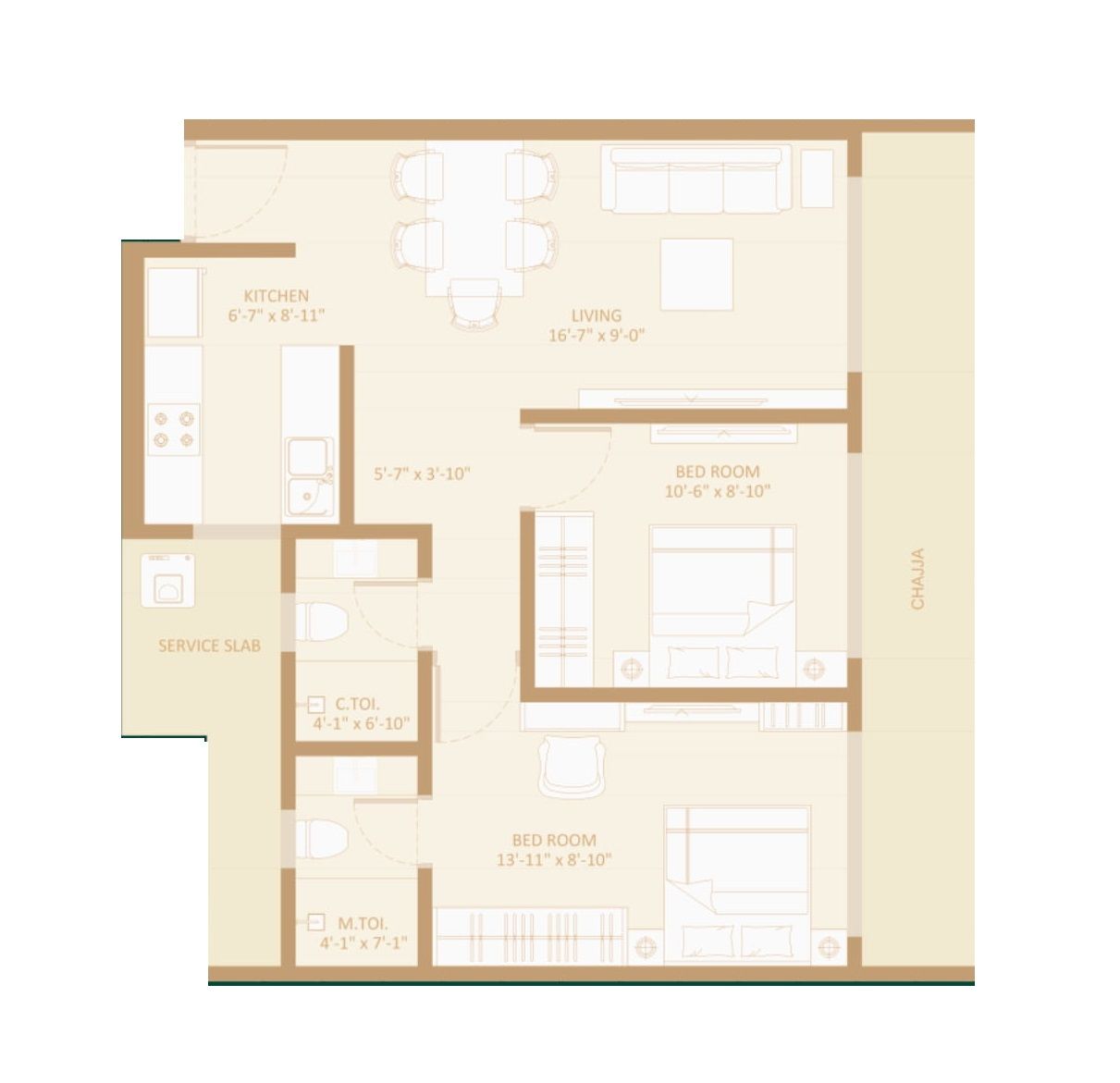 Avant Heritage 5 Unit plan - 576 sq.ft.