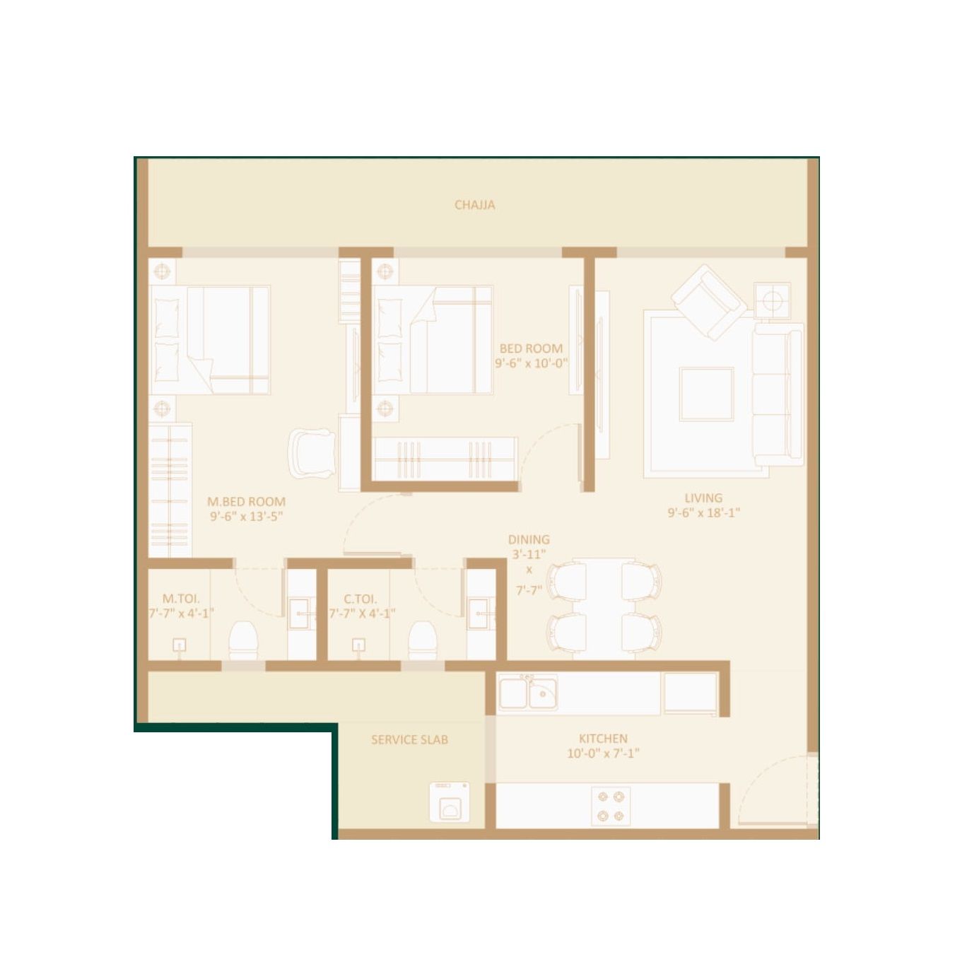Avant Heritage 5 Unit plan - 639 sq.ft.