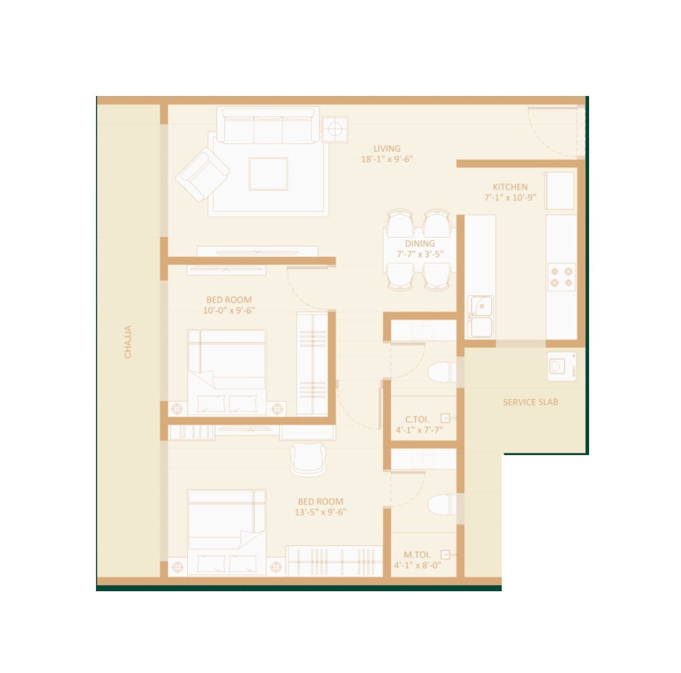 Avant Heritage 5 Unit plan - 648 sq.ft.
