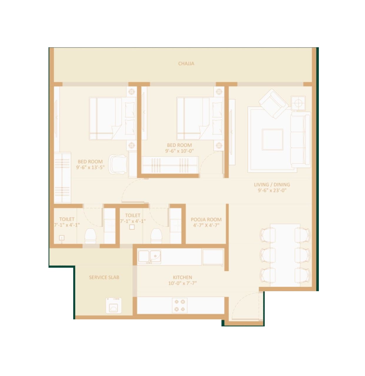 Avant Heritage 5 Unit plan - 675 sq.ft.