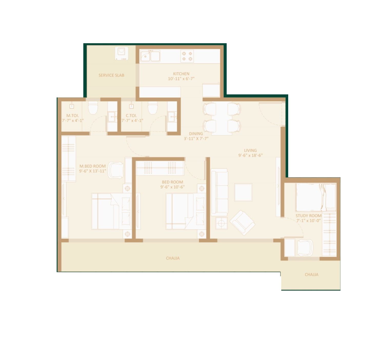 Avant Heritage 5 Unit plan - 702 sq.ft.