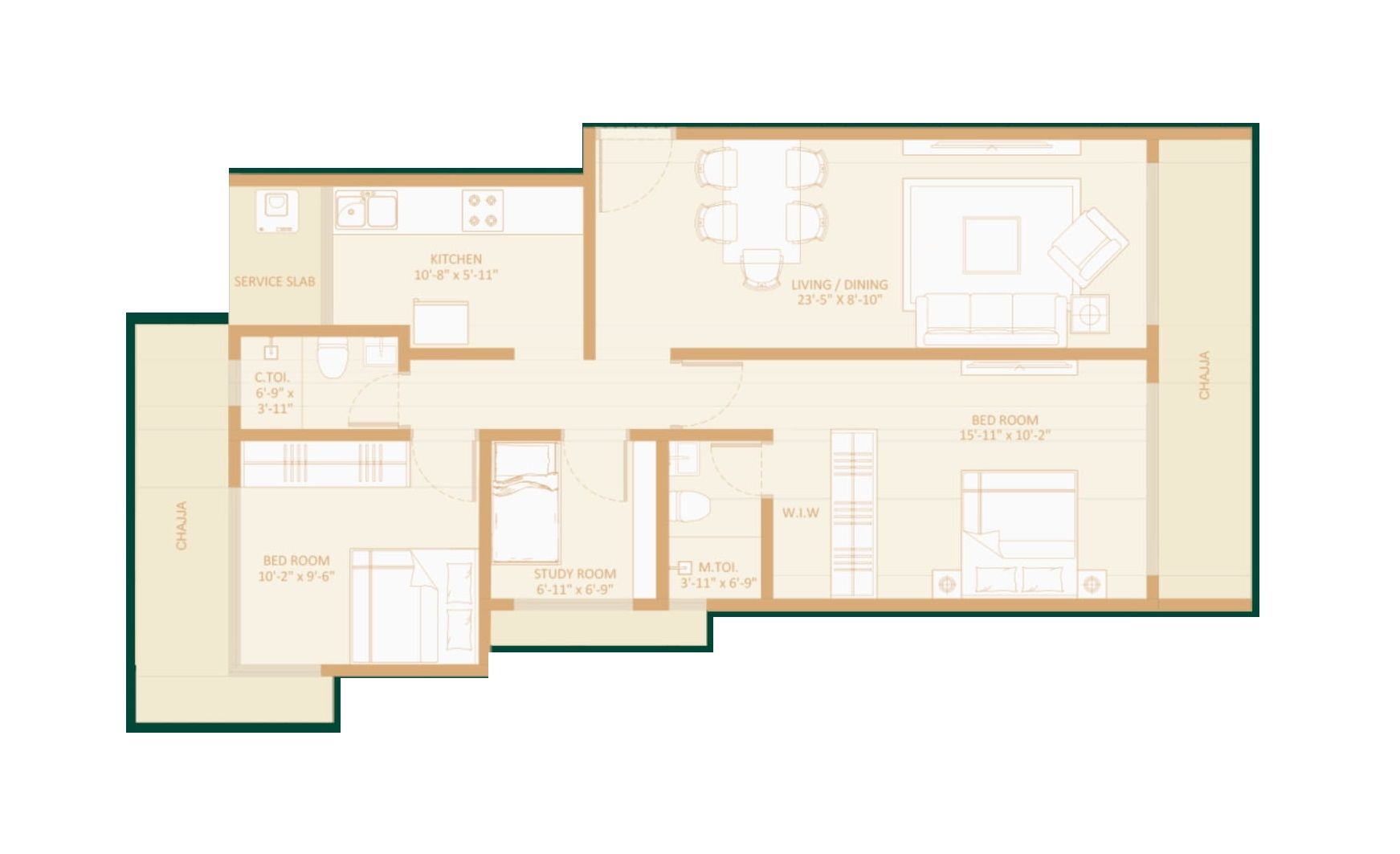 Avant Heritage 5 Unit plan - 729 sq.ft.