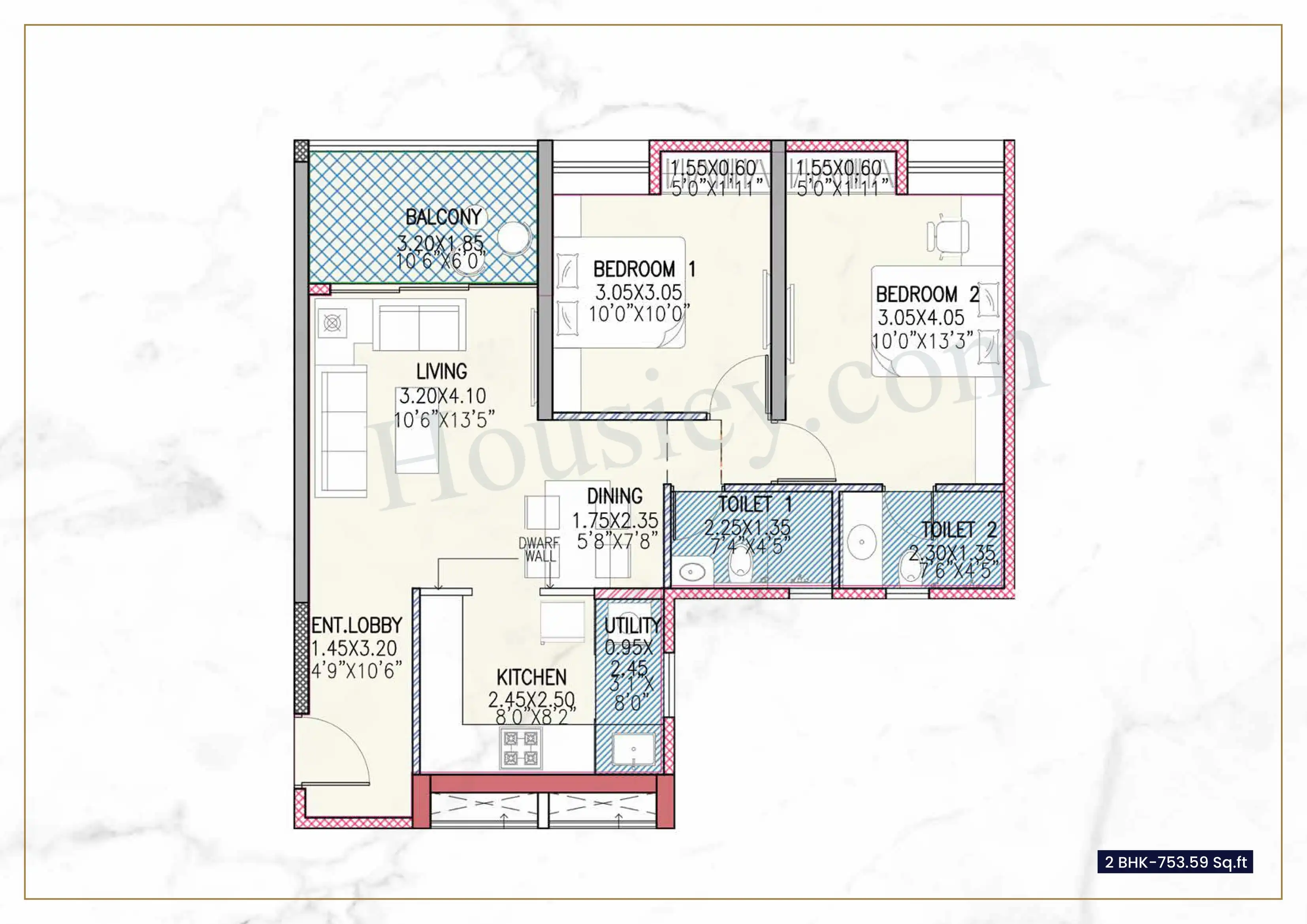 Avneesh 57 Elevate Unit plan - 752 sq.ft.