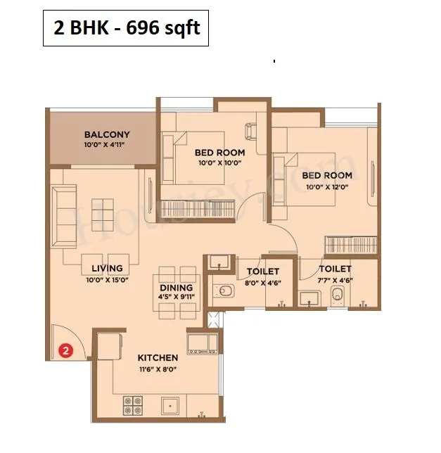Balaji Kanchanpuram Unit plan - 696 sq.ft.