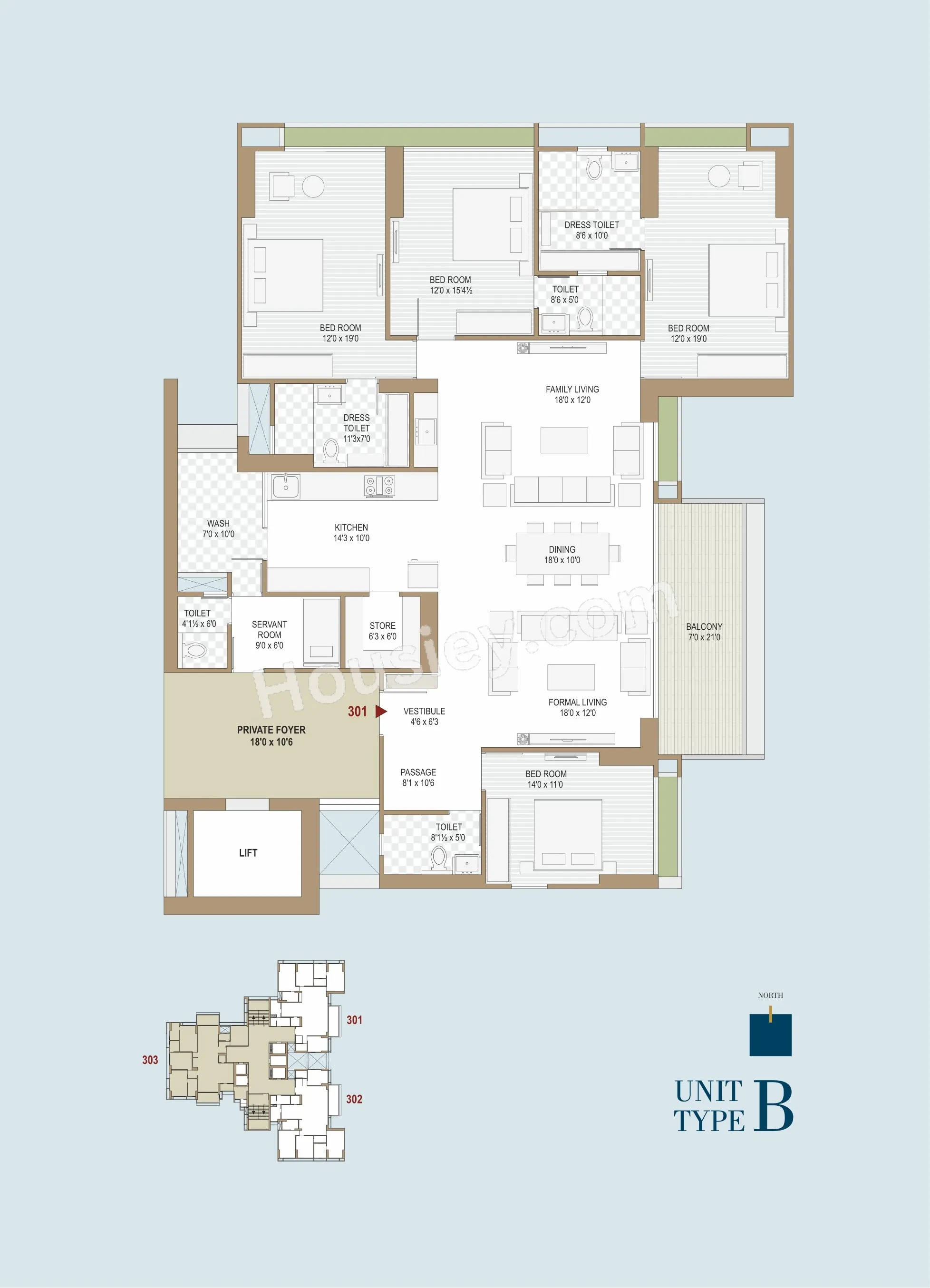 Beverly The 31st Unit plan - 2593 sq.ft.