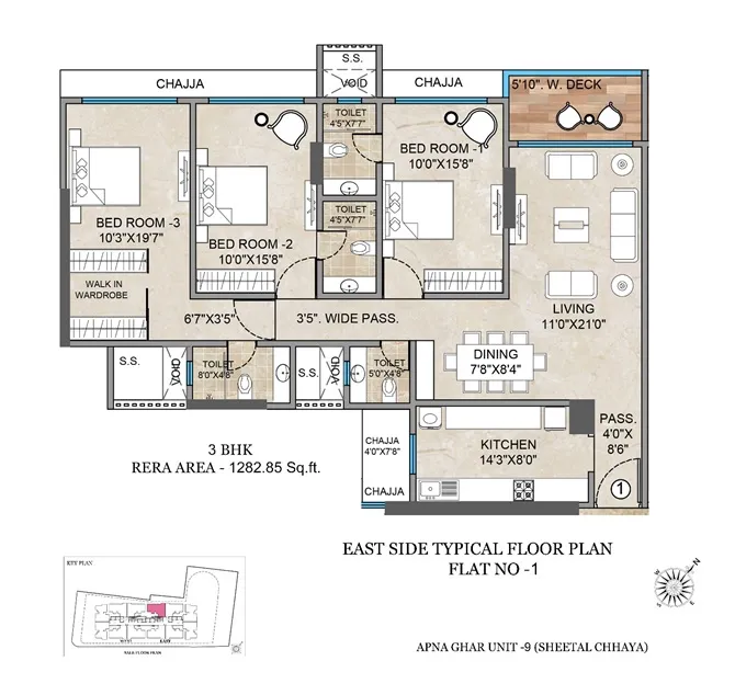 Bharat Alta Vista Unit plan - 1282 sq.ft.