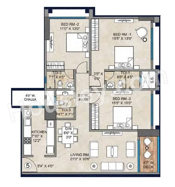Bharat Blisscape Unit plan - 1140 sq.ft.