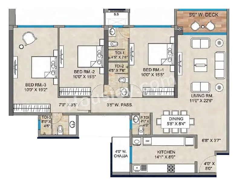 Bharat Blisscape Unit plan - 1275 sq.ft.