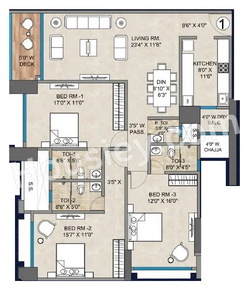 Bharat Blisscape Unit plan - 1360 sq.ft.