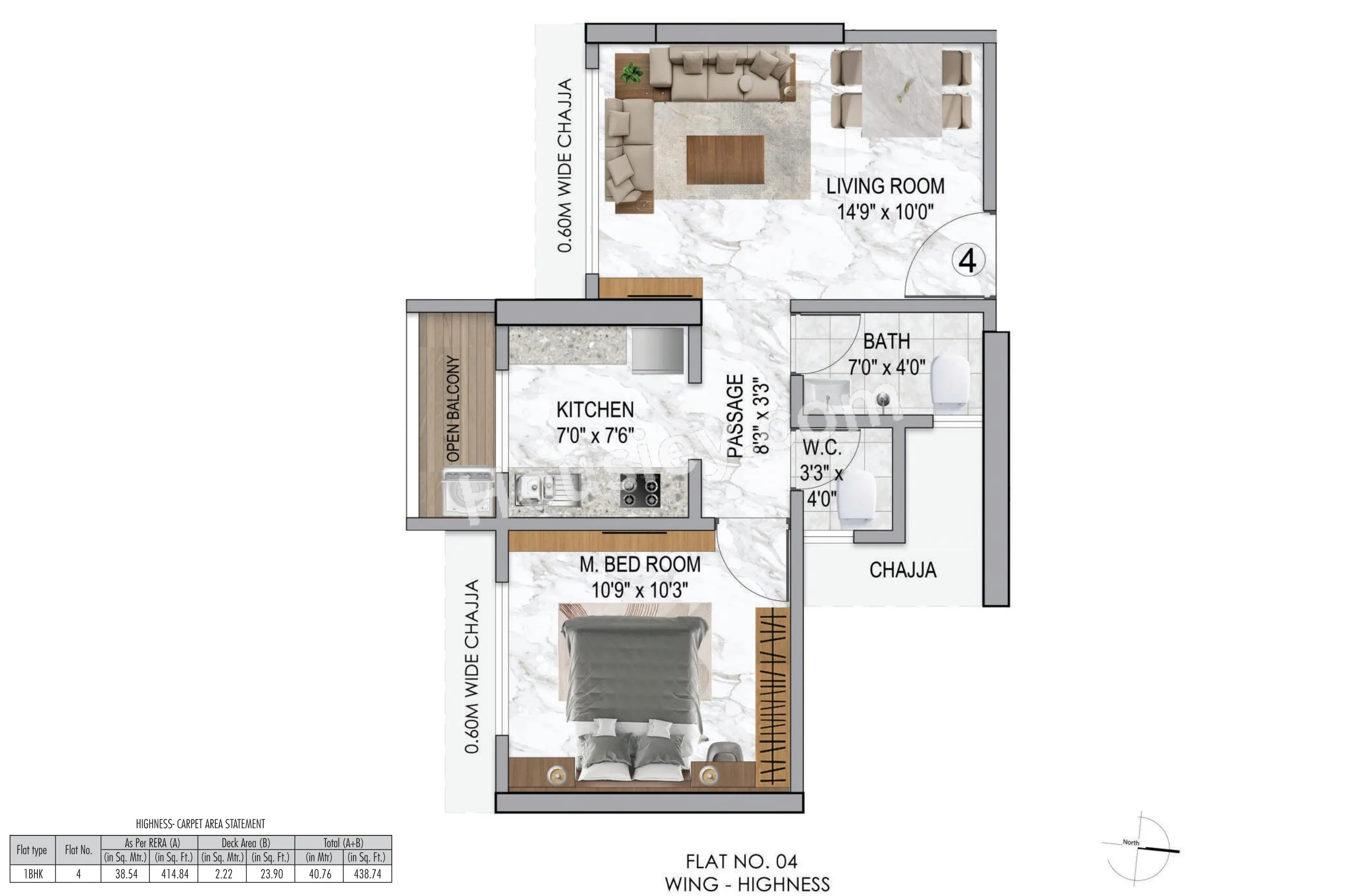 Bhoomi Castle Unit plan - 439 sq.ft.