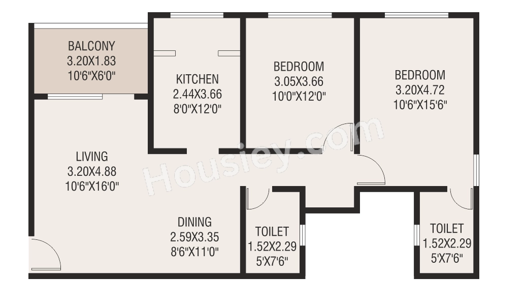 Blueroof Sylva Unit plan - 857 sq.ft.
