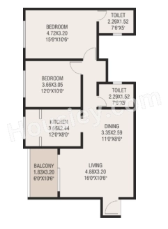 Blueroof Sylva Unit plan - 870 sq.ft.