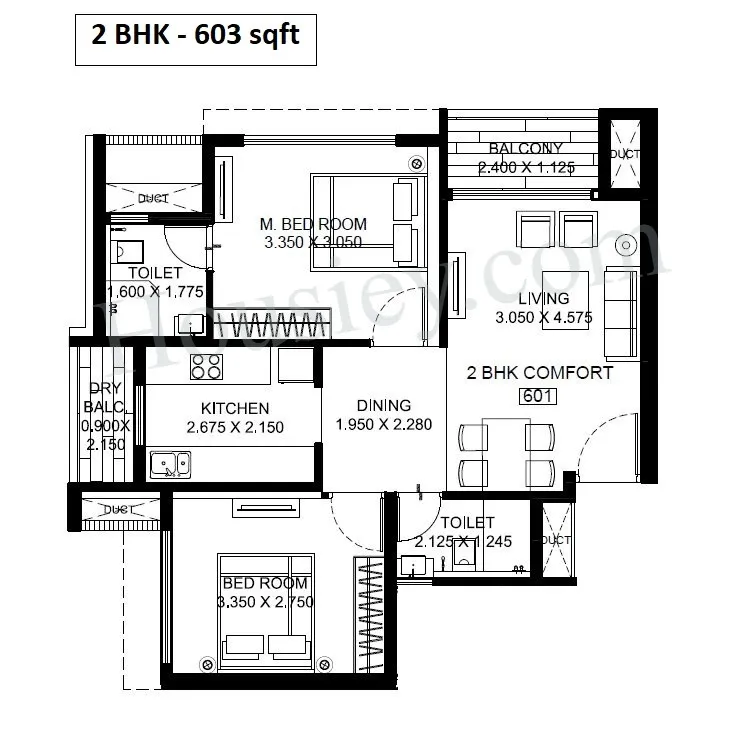 Bramha August Tower Unit plan - 603 sq.ft.