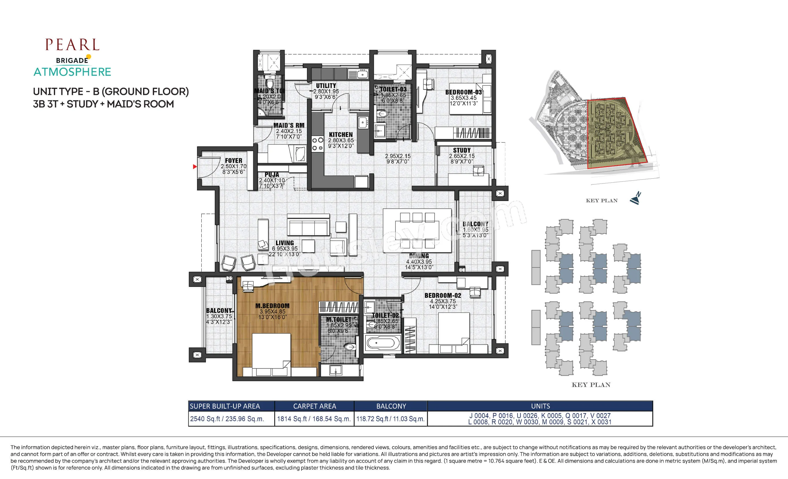 Brigade Atmosphere Pearl Unit plan - 1814 sq.ft.