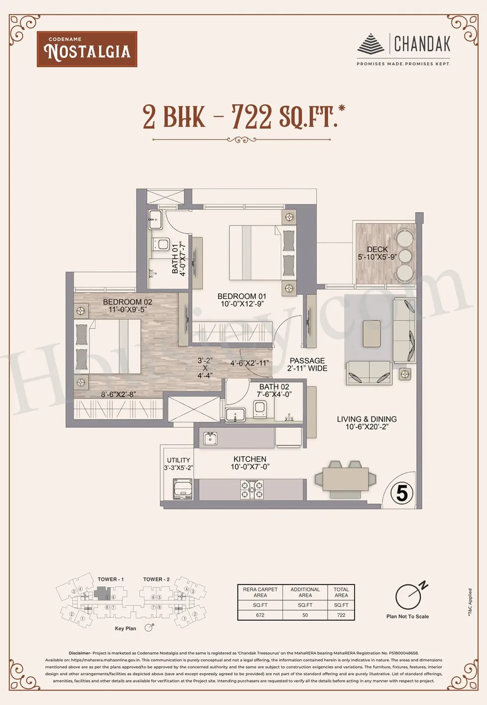 Chandak Codename Nostalgia Unit plan - 722 sq.ft.