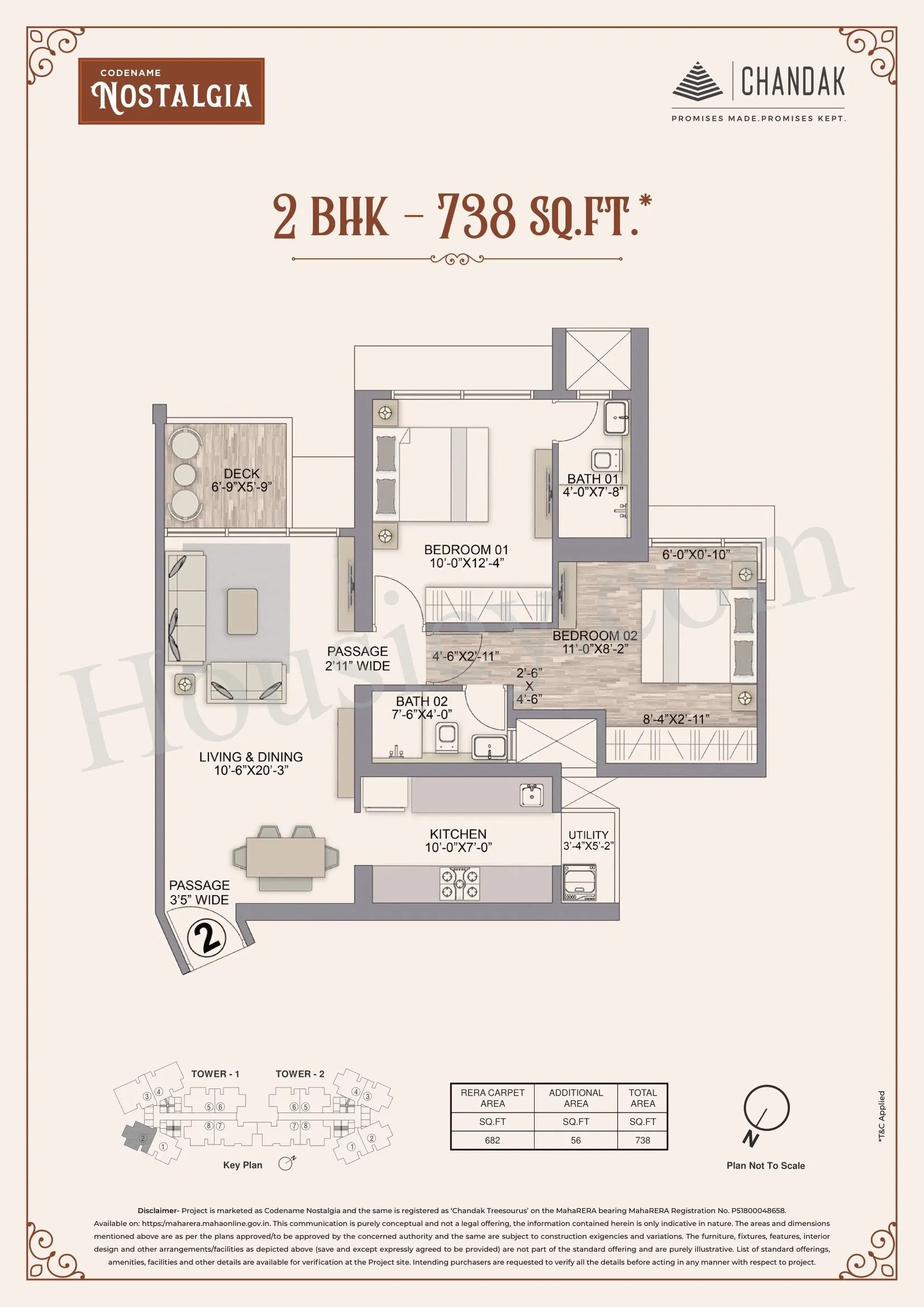 Chandak Codename Nostalgia Unit plan - 738 sq.ft.
