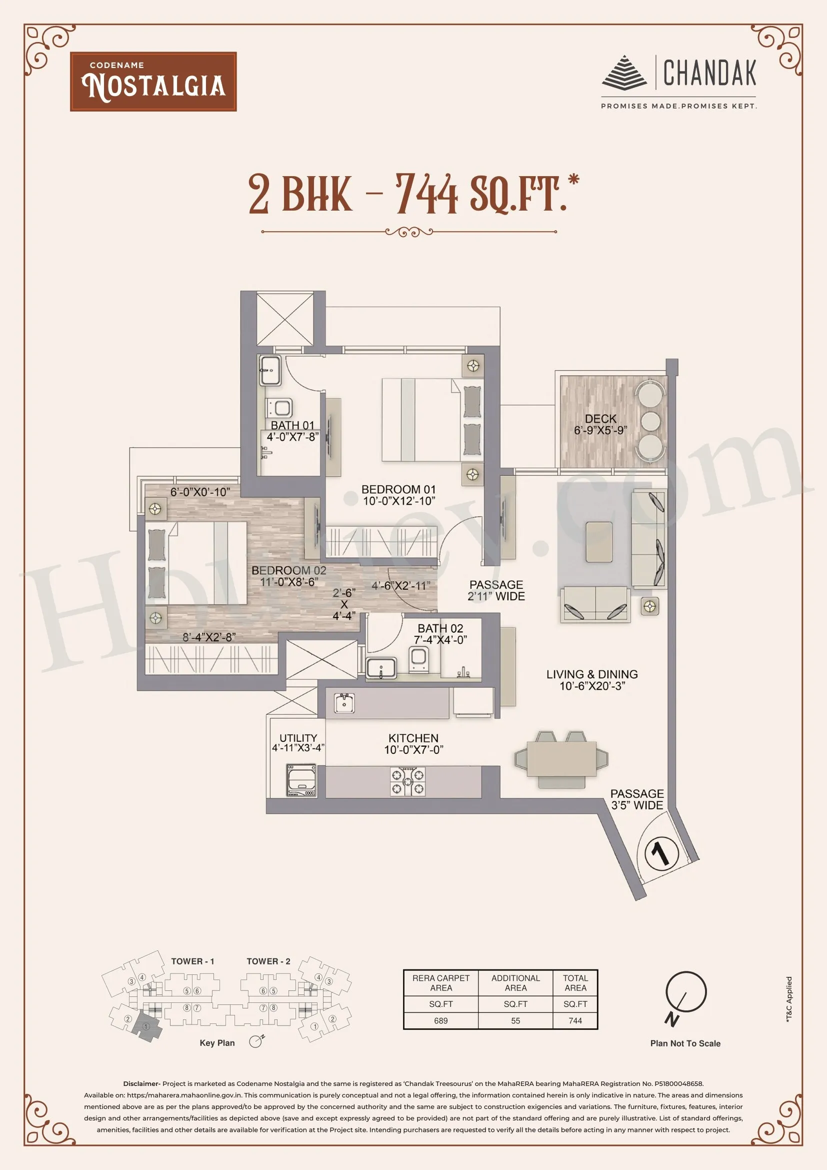 Chandak Codename Nostalgia Unit plan - 744 sq.ft.