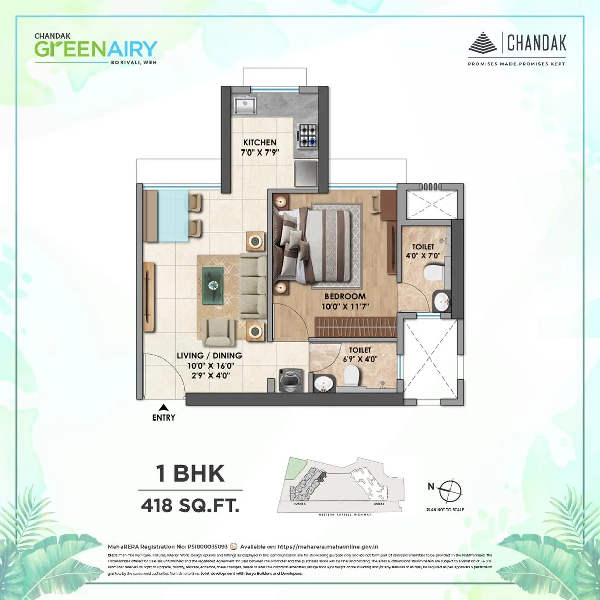 Chandak Greenairy Unit plan - 418 sq.ft.