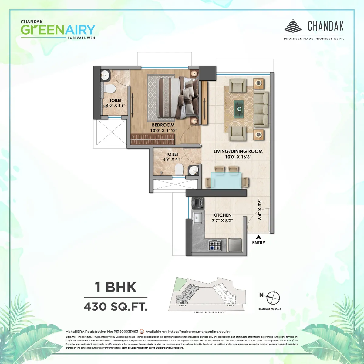 Chandak Greenairy Unit plan - 430 sq.ft.