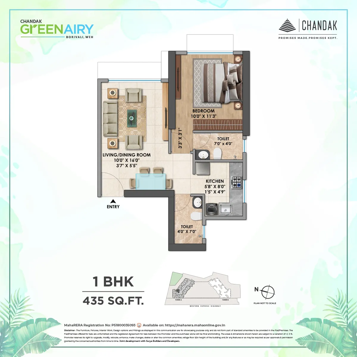 Chandak Greenairy Unit plan - 435 sq.ft.