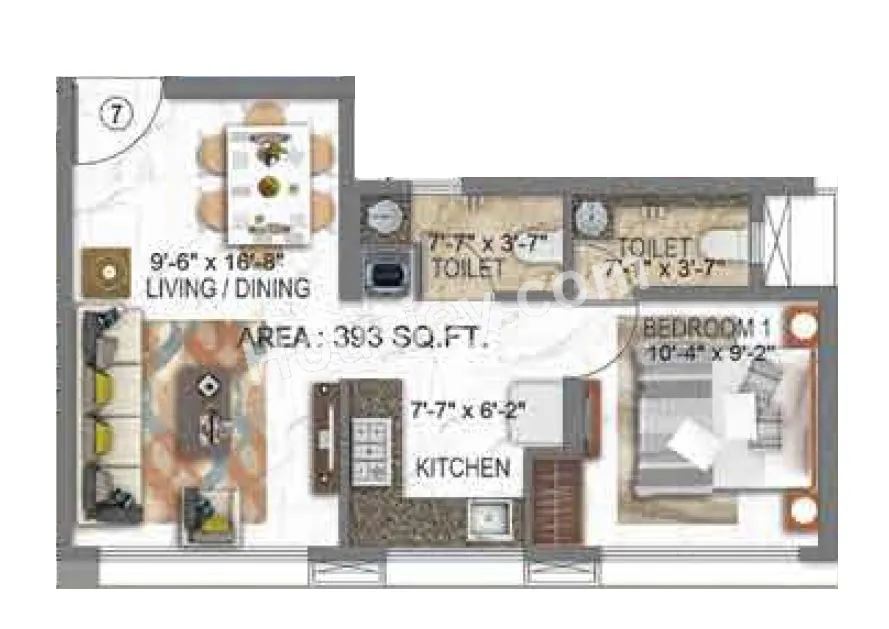 Choice Ambe Darshan Unit plan - 393 sq.ft.
