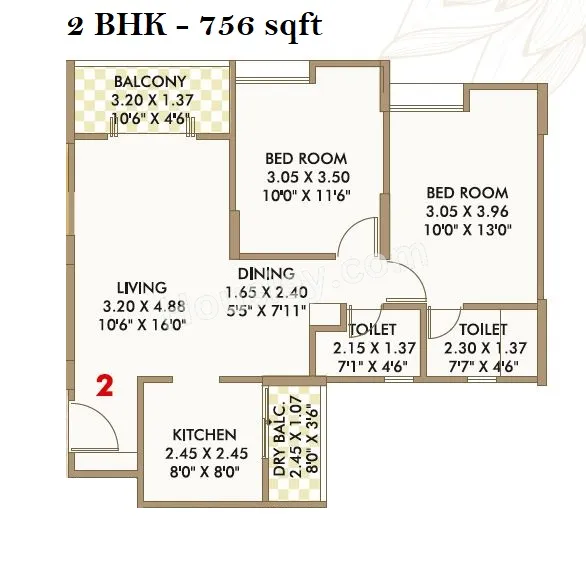 Choice Goodwill Metropolis East Phase 2 Unit plan - 756 sq.ft.