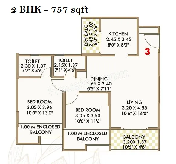 Choice Goodwill Metropolis East Phase 2 Unit plan - 757 sq.ft.
