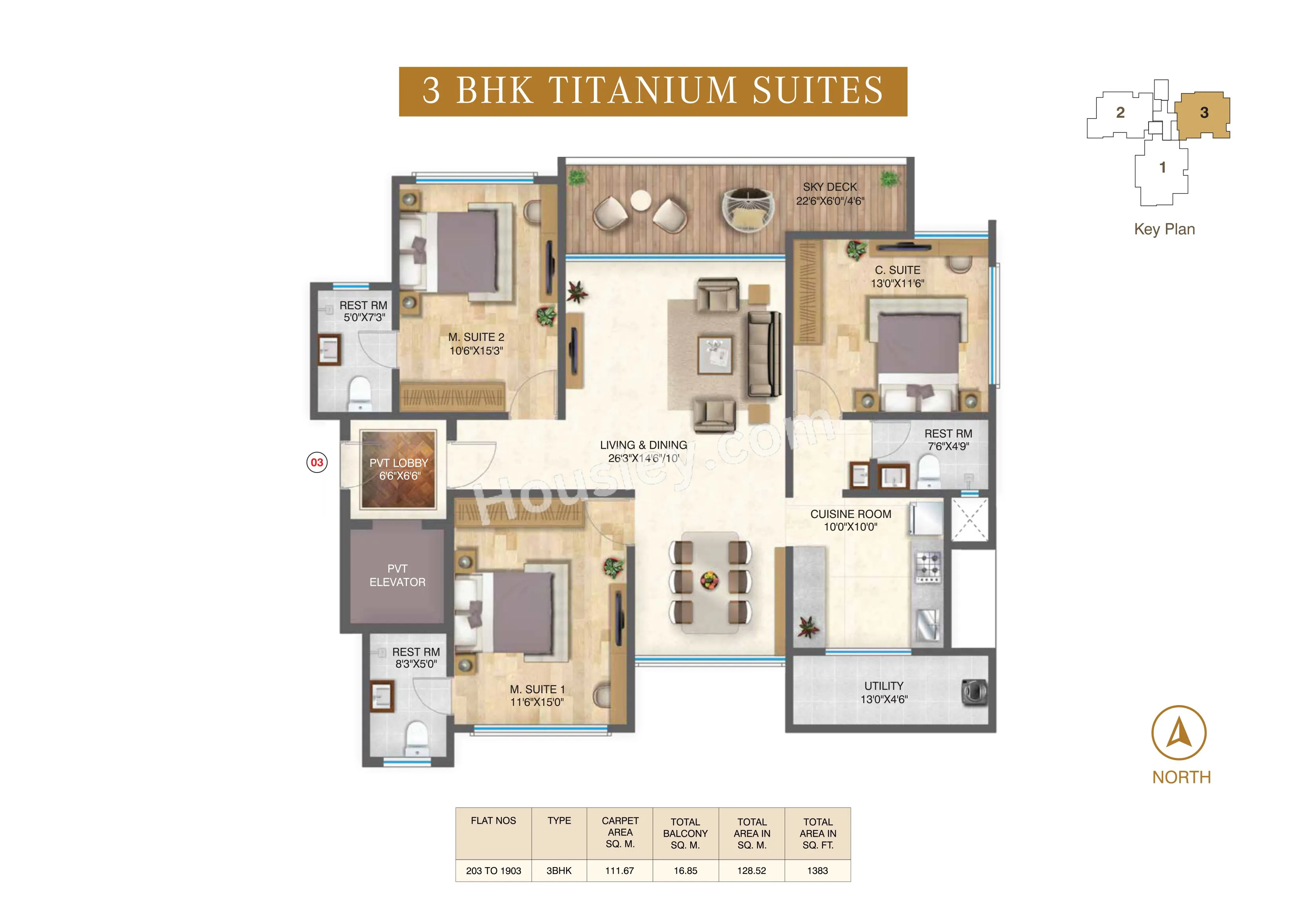 CityOne Panache Unit plan - 1383 sq.ft.