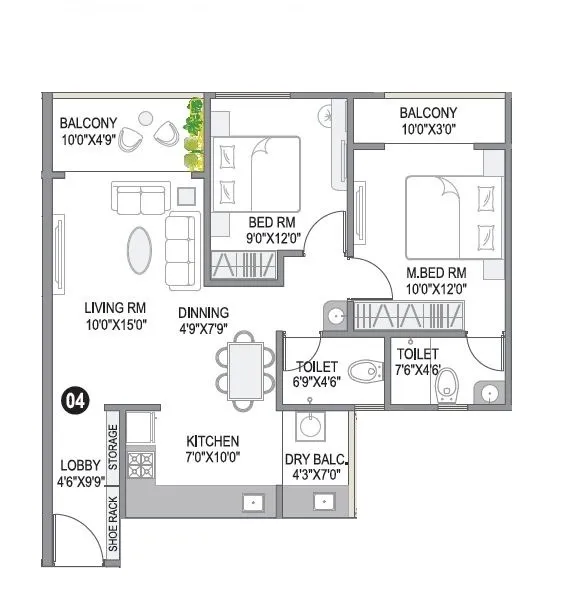 Cityone SkyVe Unit plan - 765 sq.ft.