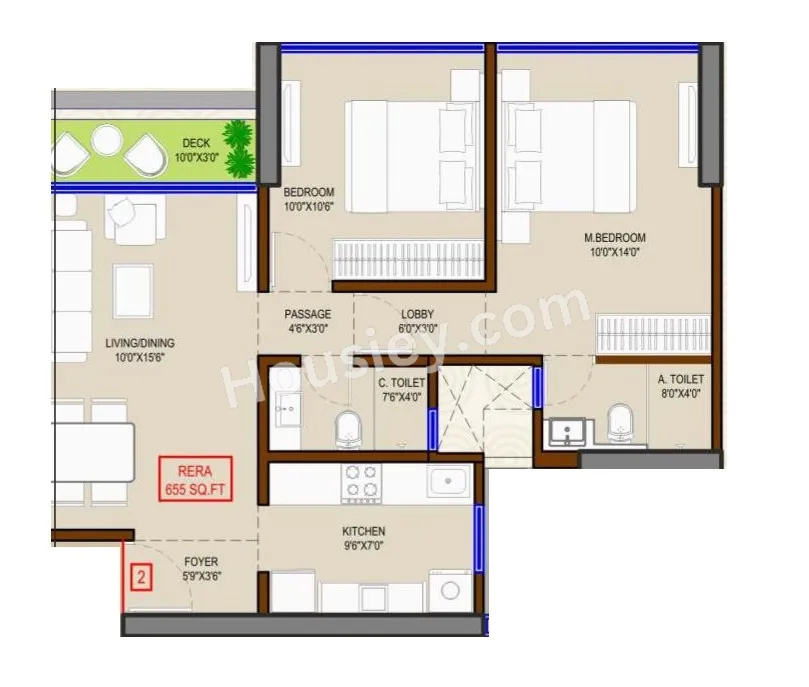 DGS Sheetal Infinity Unit plan - 655 sq.ft.