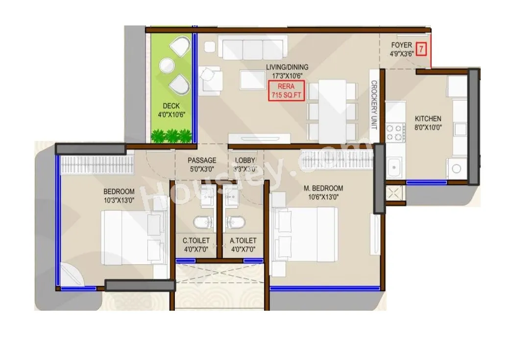 DGS Sheetal Infinity Unit plan - 715 sq.ft.