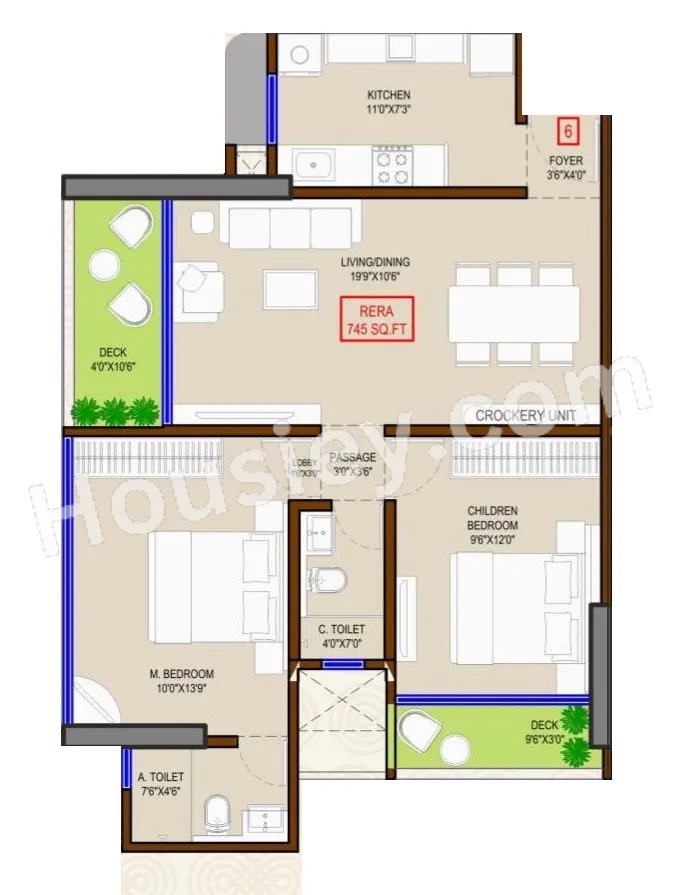 DGS Sheetal Infinity Unit plan - 745 sq.ft.