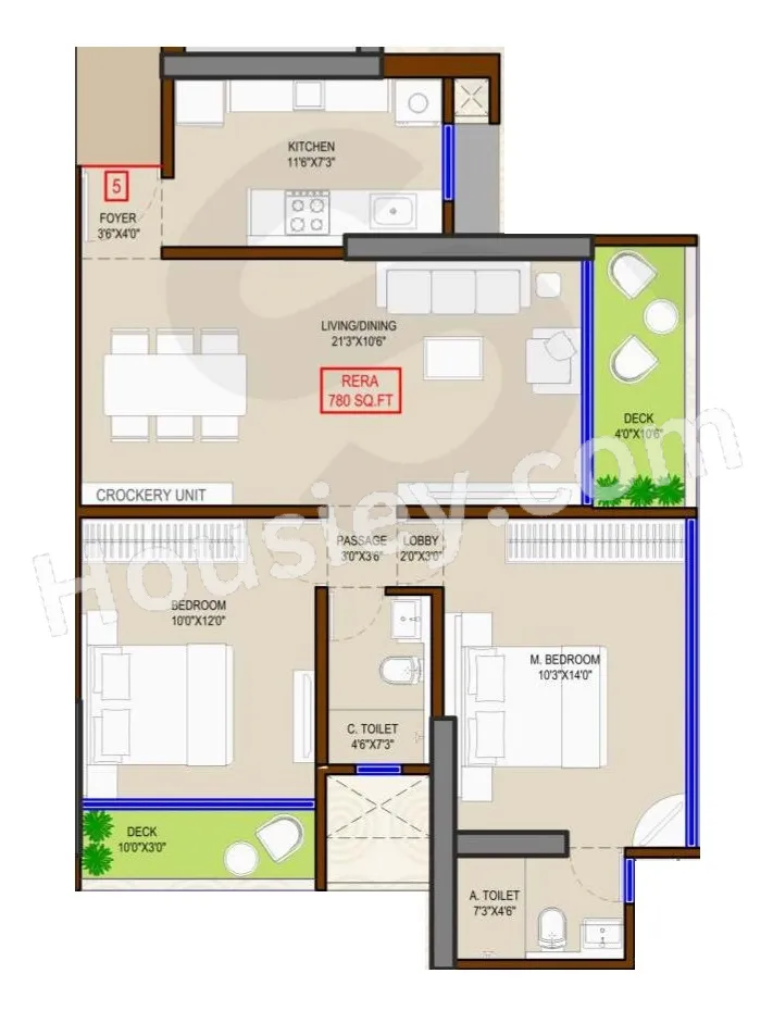 DGS Sheetal Infinity Unit plan - 780 sq.ft.