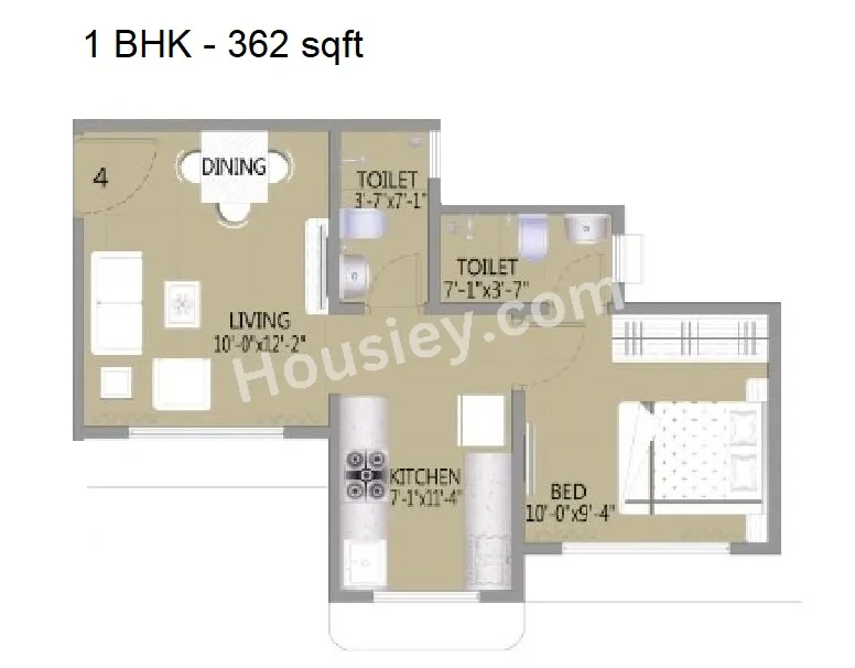 DP Star Unit plan - 362 sq.ft.