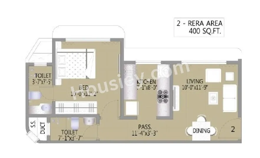 DP Star Unit plan - 400 sq.ft.