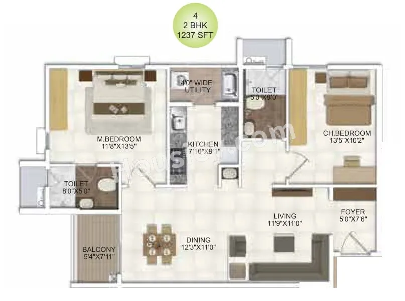 DSR Parkway Unit plan - 805 sq.ft.