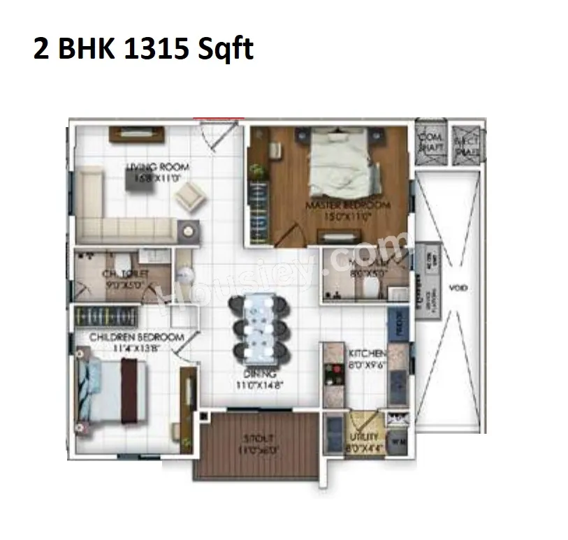 DSR RR Avenues Unit plan - 855 sq.ft.