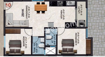 DS MAX Sukruth Unit plan - 611 sq.ft.