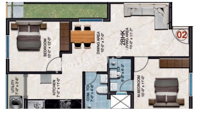 DS MAX Sukruth Unit plan - 636 sq.ft.