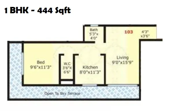 Deep Sky Unit plan - 444 sq.ft.