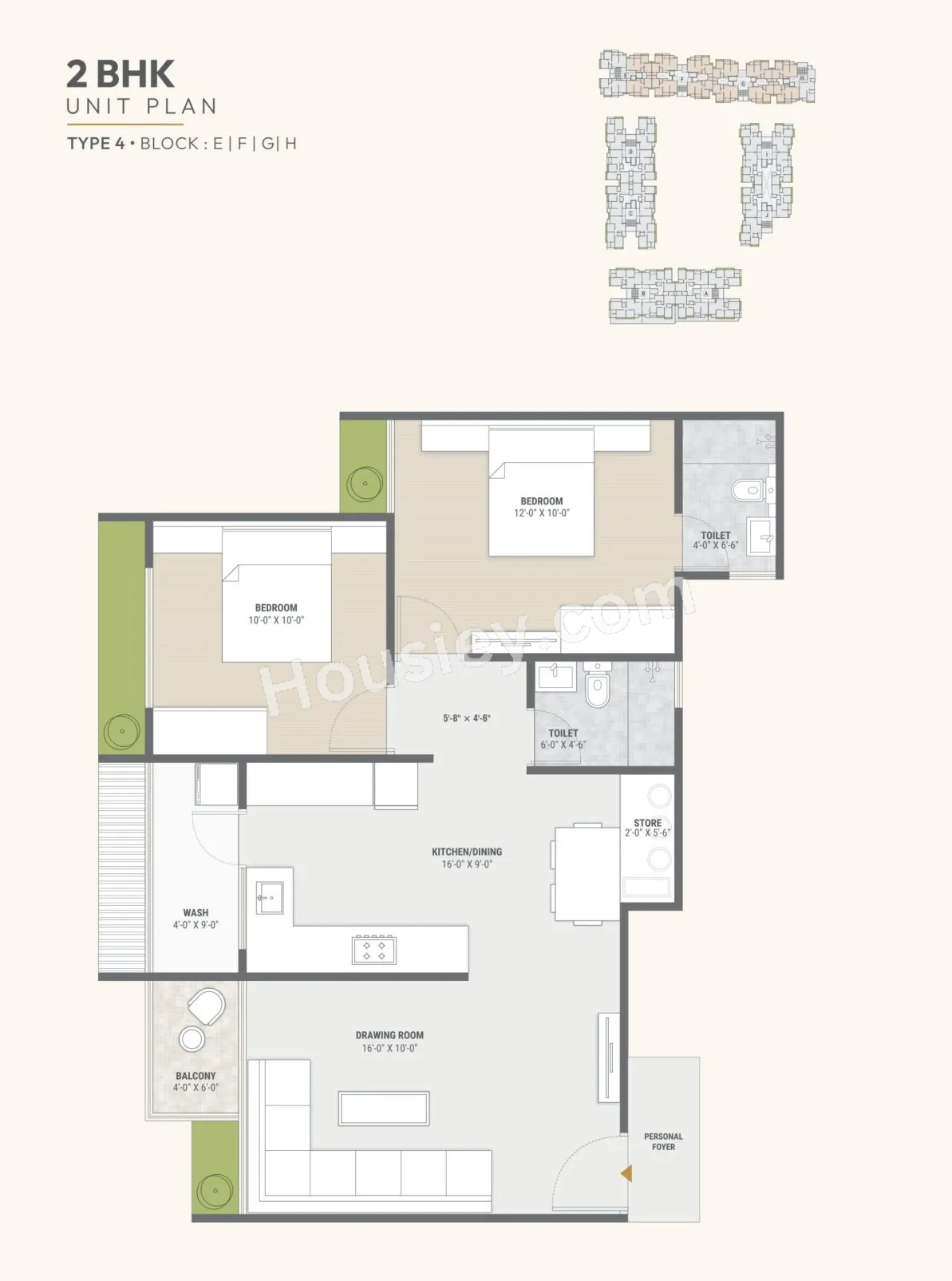 Dharti Skyline Unit plan - 742 sq.ft.