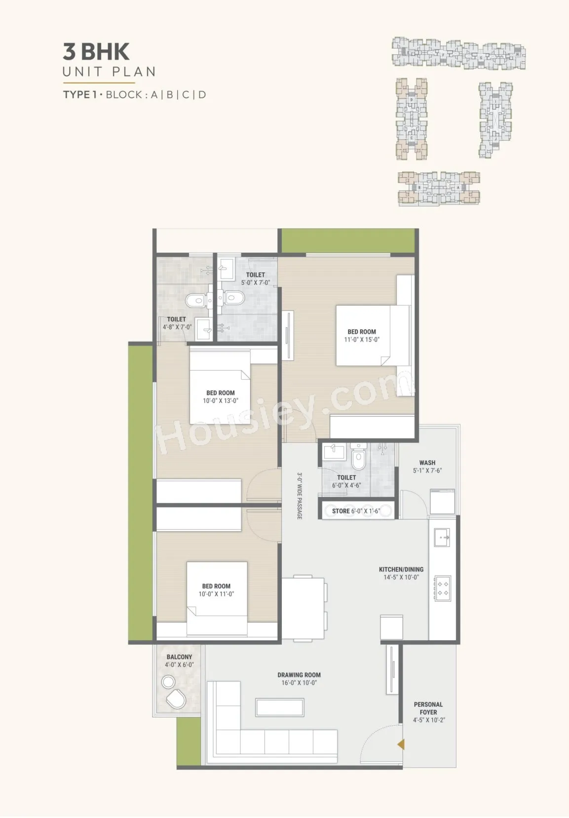 Dharti Skyline Unit plan - 891 sq.ft.