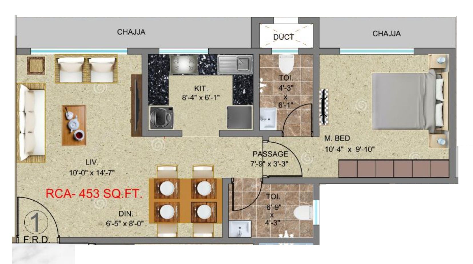 Dipti Varella Mansion Unit plan - 453 sq.ft.