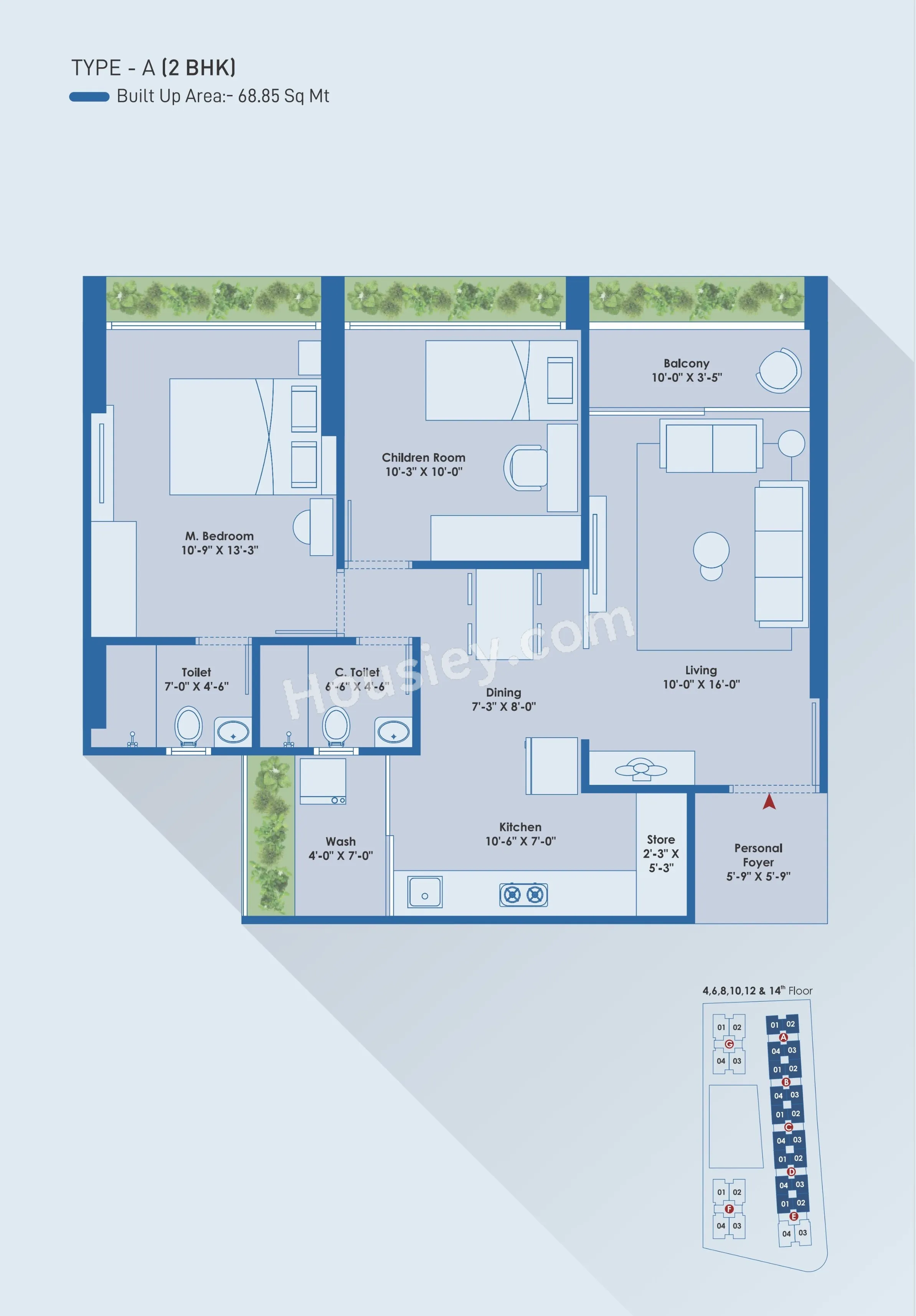 Unit plan - 742 sq.ft.