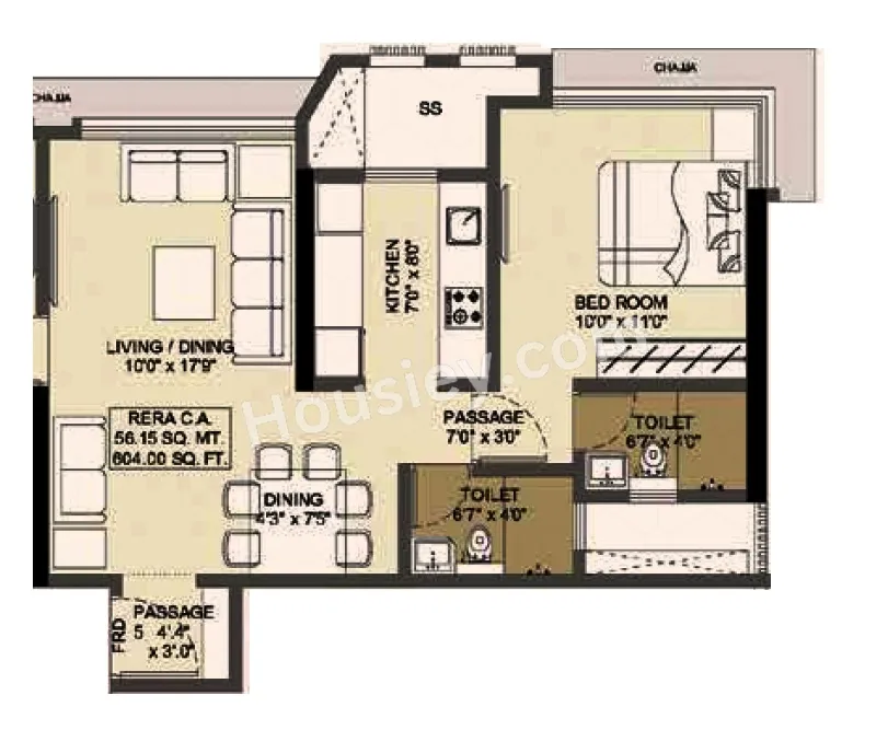Dotom Hilton Unit plan - 604 sq.ft.