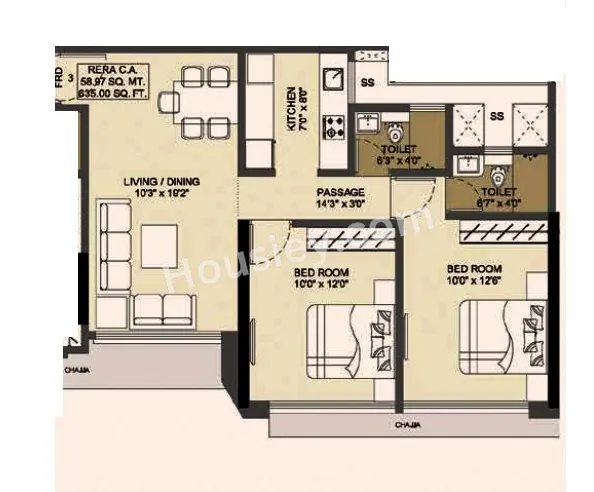 Dotom Hilton Unit plan - 635 sq.ft.